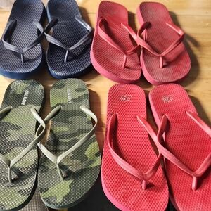 Old Navy Flip Flops - Navy, Red, Camouflage
